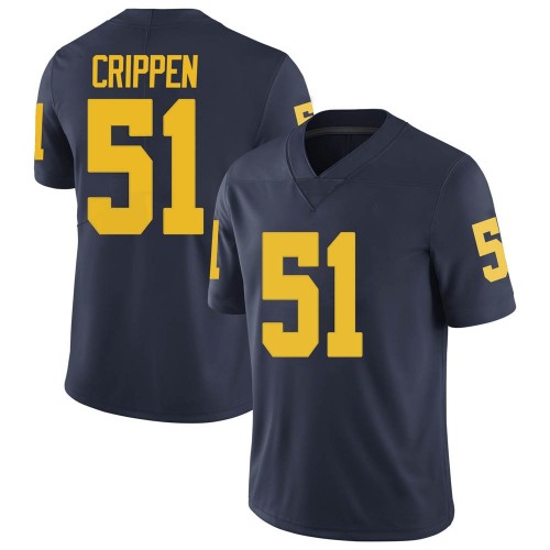 Greg Crippen Michigan Wolverines Men's NCAA #51 Navy Limited Brand Jordan College Stitched Football Jersey VTU8854SU